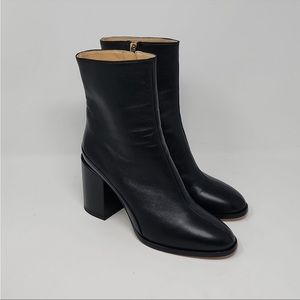 Dear Frances Spirit Black Leather Block Heel Boots Size 39